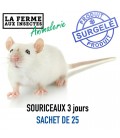 Sachet Ecopack de 25 souriceaux 3 jours congelés pour l'alimentation des serpents et reptiles - La Ferme aux Insectes